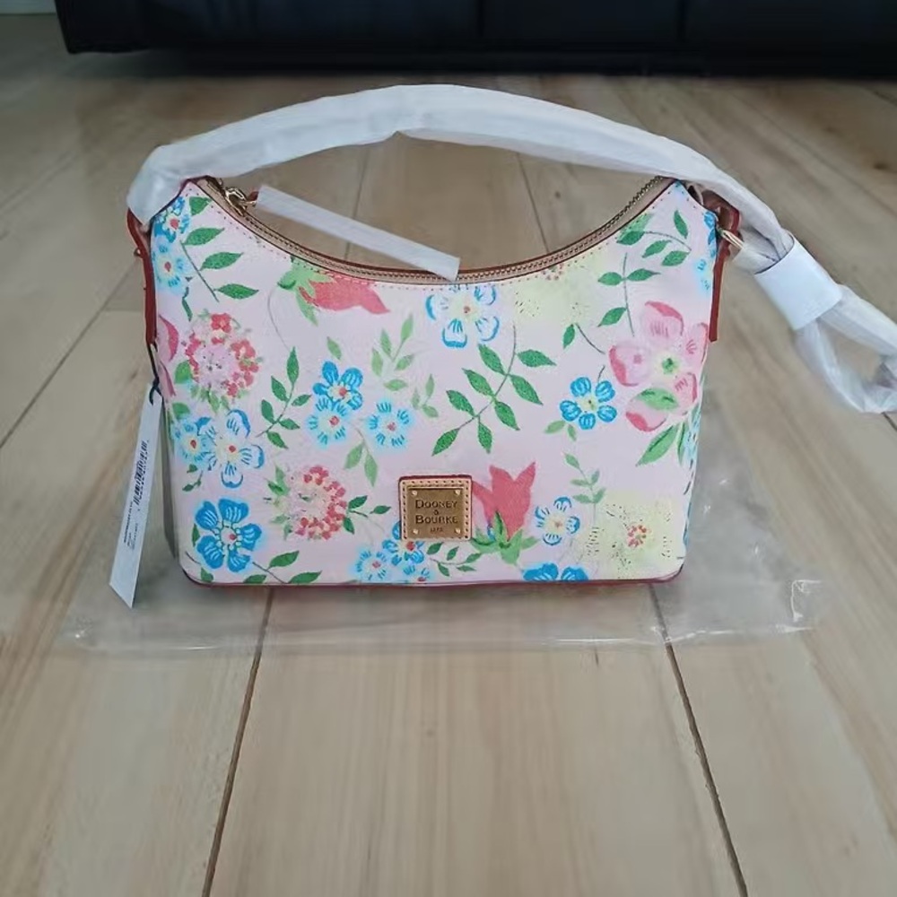 Dooney & Bourke Pastel Floral Shoulder Bag in Pink and Blue - Picture 1 of 7
